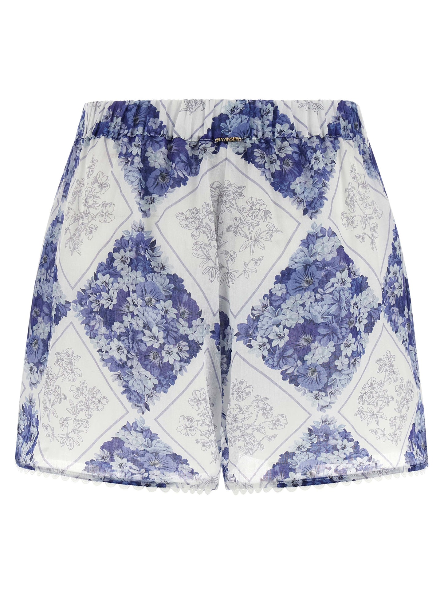 Bermuda Shorts by Twinset for women in ramie rayon & leather blue, patterned, floral & print features an tailored silhouette, showcasing a tailored with a short and for a sophisticated look.