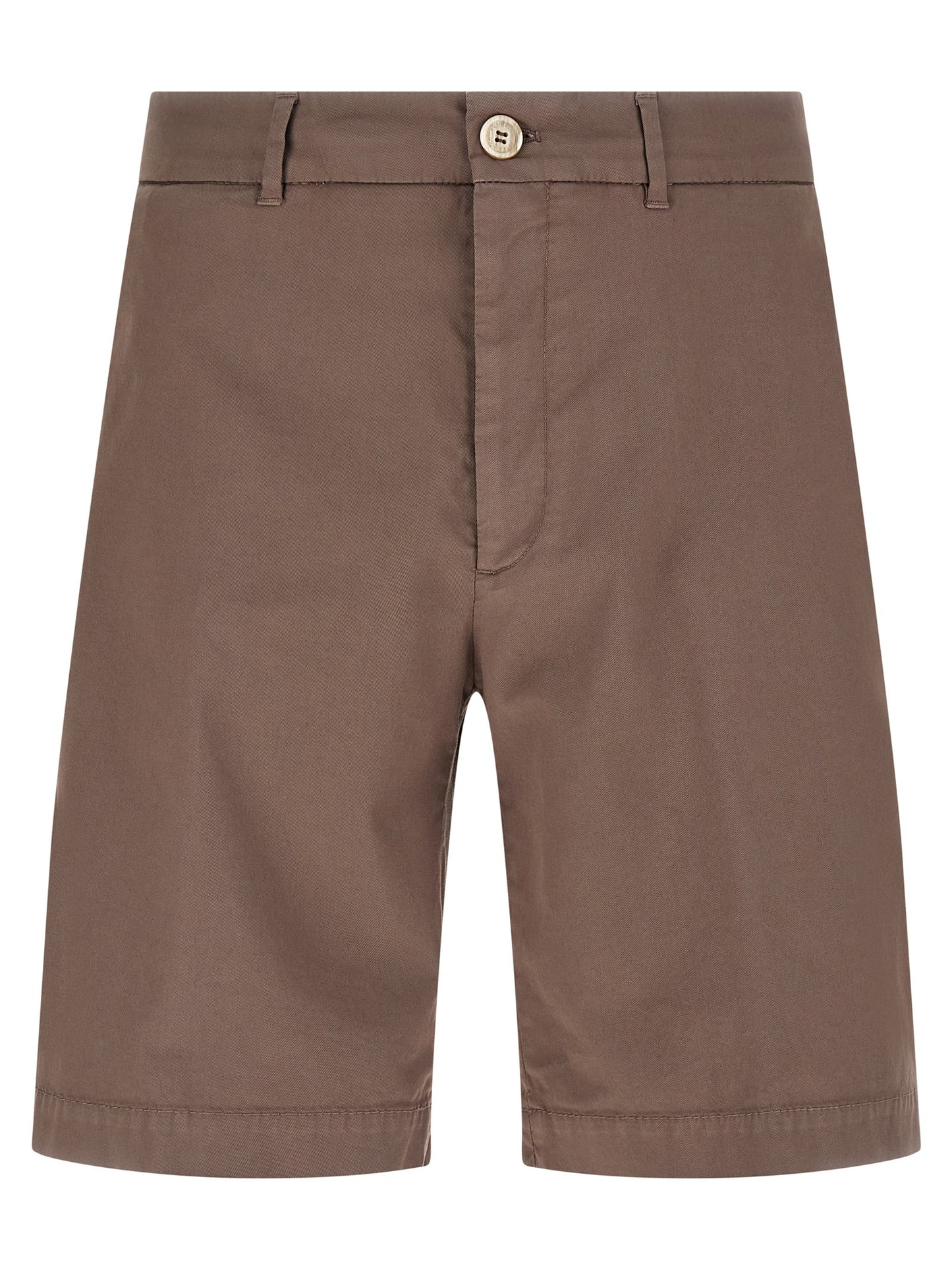 Bermuda Shorts by Brunello Cucinelli for men in stretch cotton brown features a sartorial silhouette, showcasing a sartorial relaxed-fit and short with a sophisticated for a sartorial look.