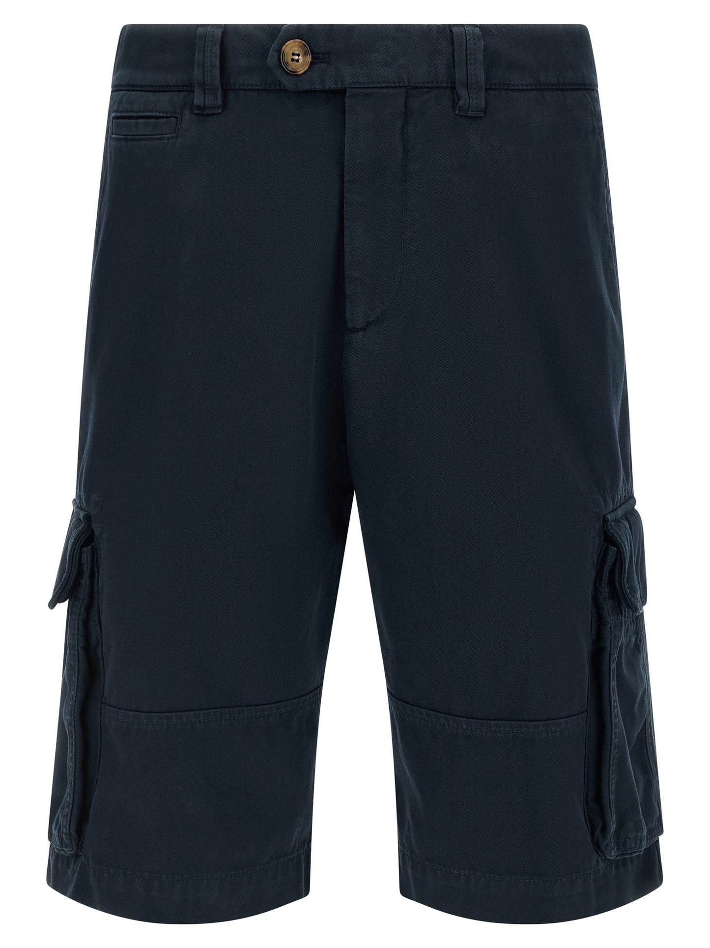 Bermuda Shorts by Brunello Cucinelli for men in cotton blue presents a contemporary silhouette, showcasing a contemporary with a refined short and elegant .