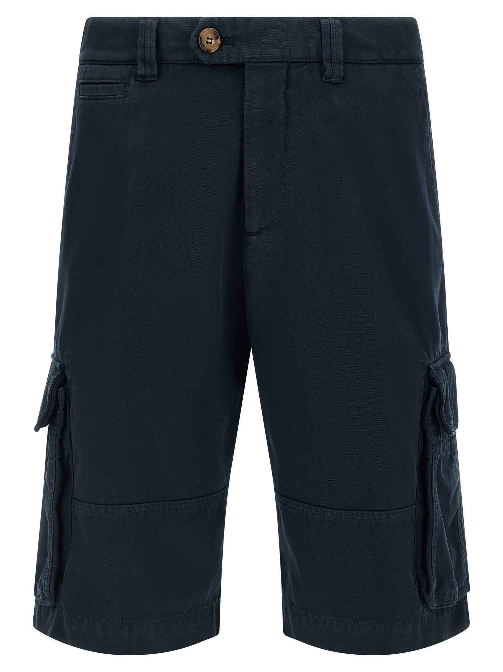 Bermuda Shorts by Brunello Cucinelli for men in cotton blue presents a contemporary silhouette, showcasing a contemporary with a refined short and elegant .