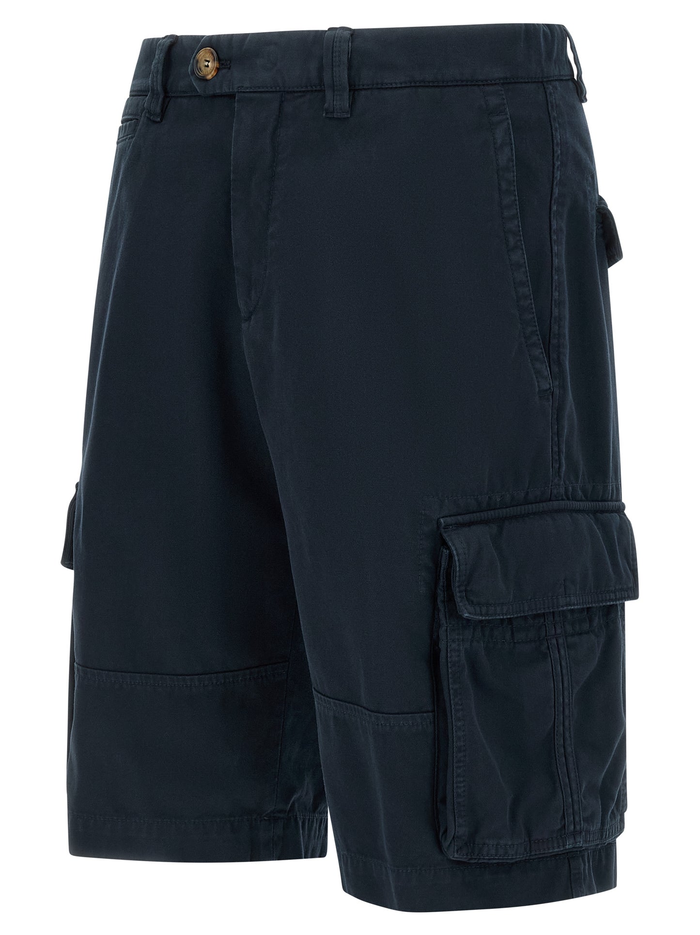 Bermuda Shorts by Brunello Cucinelli for men in cotton blue presents a sleek silhouette, featuring a sleek with a refined short and a sophisticated .