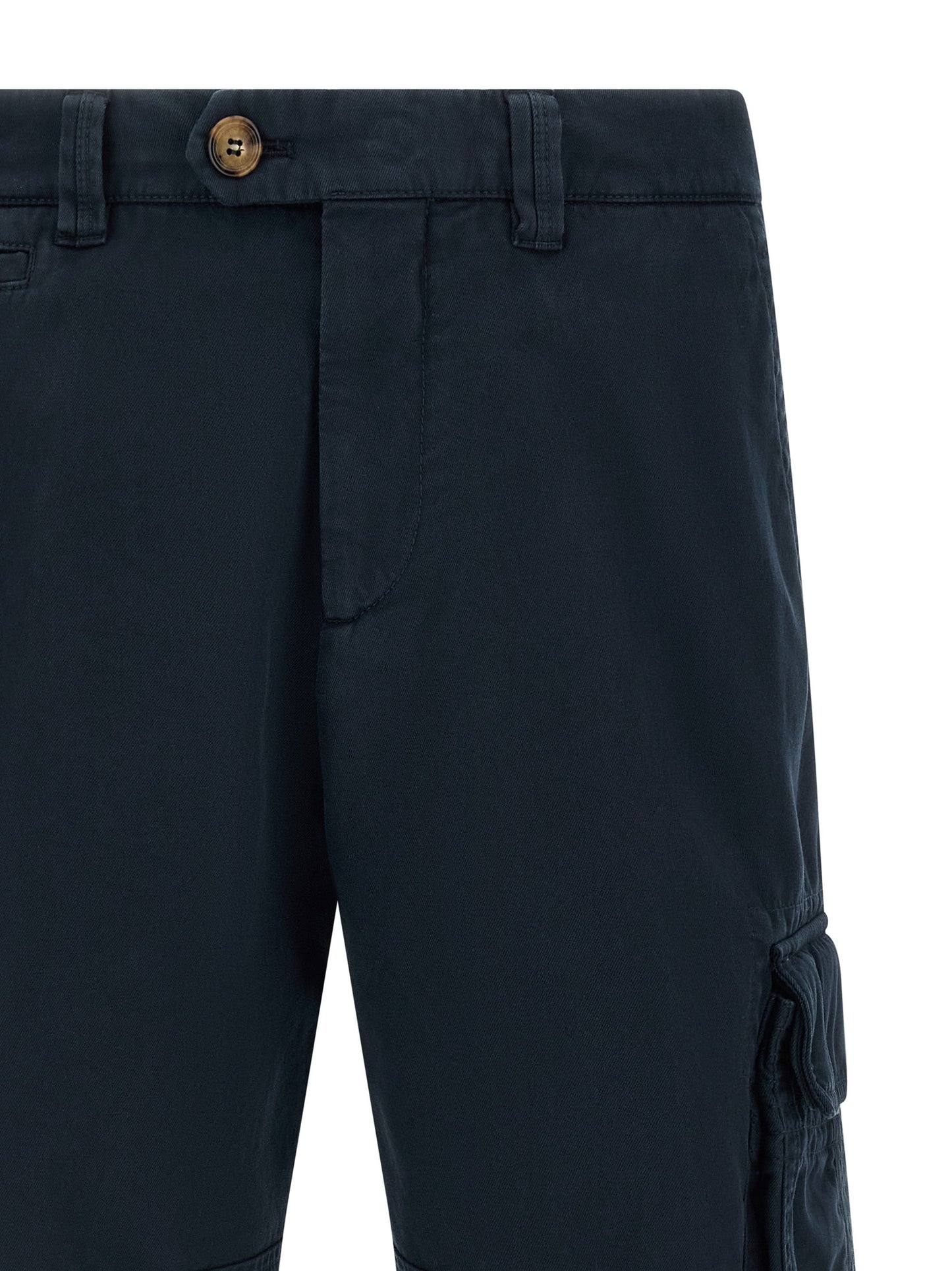 Bermuda Shorts by Brunello Cucinelli for men in cotton blue presents a contemporary silhouette, showcasing a contemporary with a refined short and elegant .