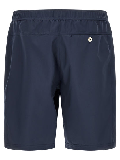 Bermuda Shorts by Brunello Cucinelli for men in polyester polyurethane & nylon blue & print presents a sleek silhouette, featuring a sleek with a refined short and a sophisticated .