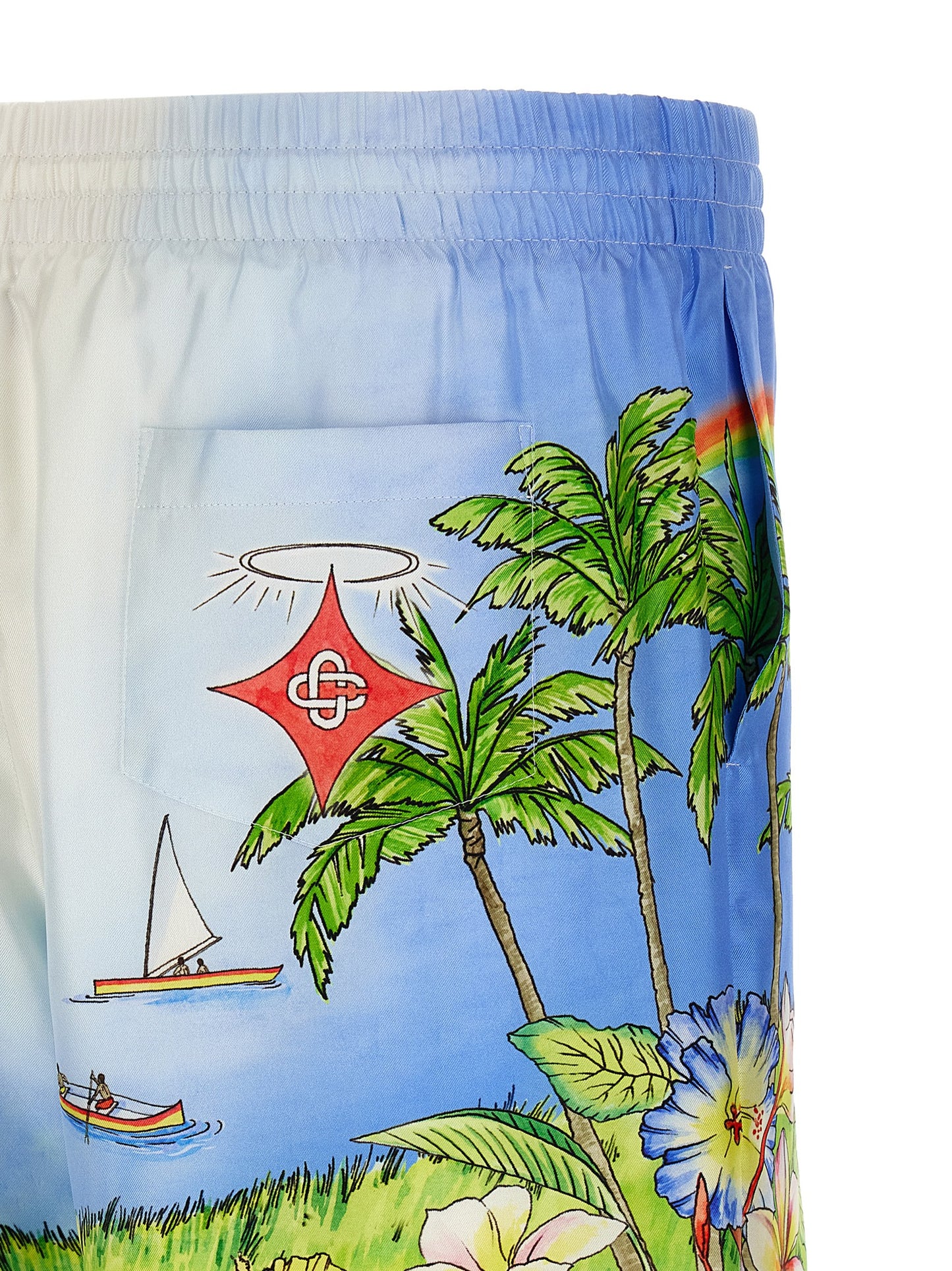 Bermuda Shorts by Casablanca for men in silk twill multicolor & print presents a contemporary silhouette, showcasing a contemporary with a refined short and elegant .