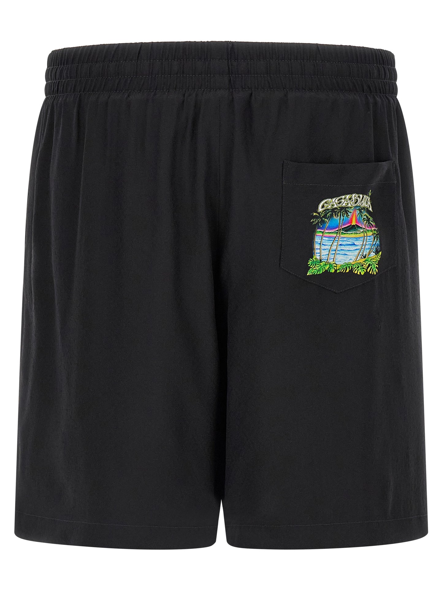 Bermuda Shorts by Casablanca for men in silk black, jacquard, monogram & print presents a contemporary silhouette, showcasing a contemporary with a refined short and elegant .