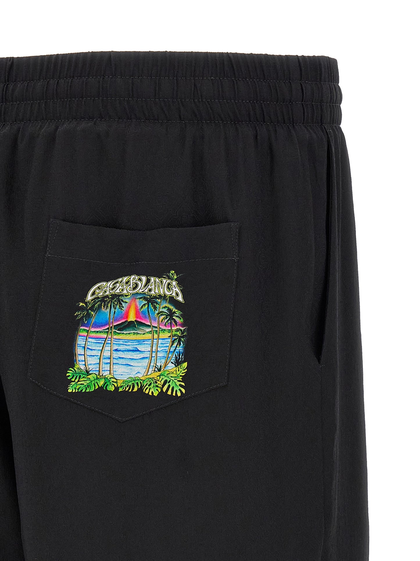 Bermuda Shorts by Casablanca for men in silk black, jacquard, monogram & print features an nuanced silhouette, showcasing a nuanced with a short cut and for a sophisticated, premium finish.
