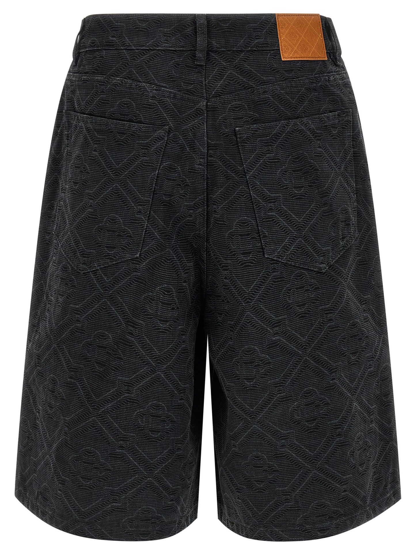 Denim Shorts by Casablanca for men in cotton denim black & monogram presents a contemporary silhouette, featuring a contemporary relaxed-fit & wide and short with a contemporary for a sophisticated summer look.