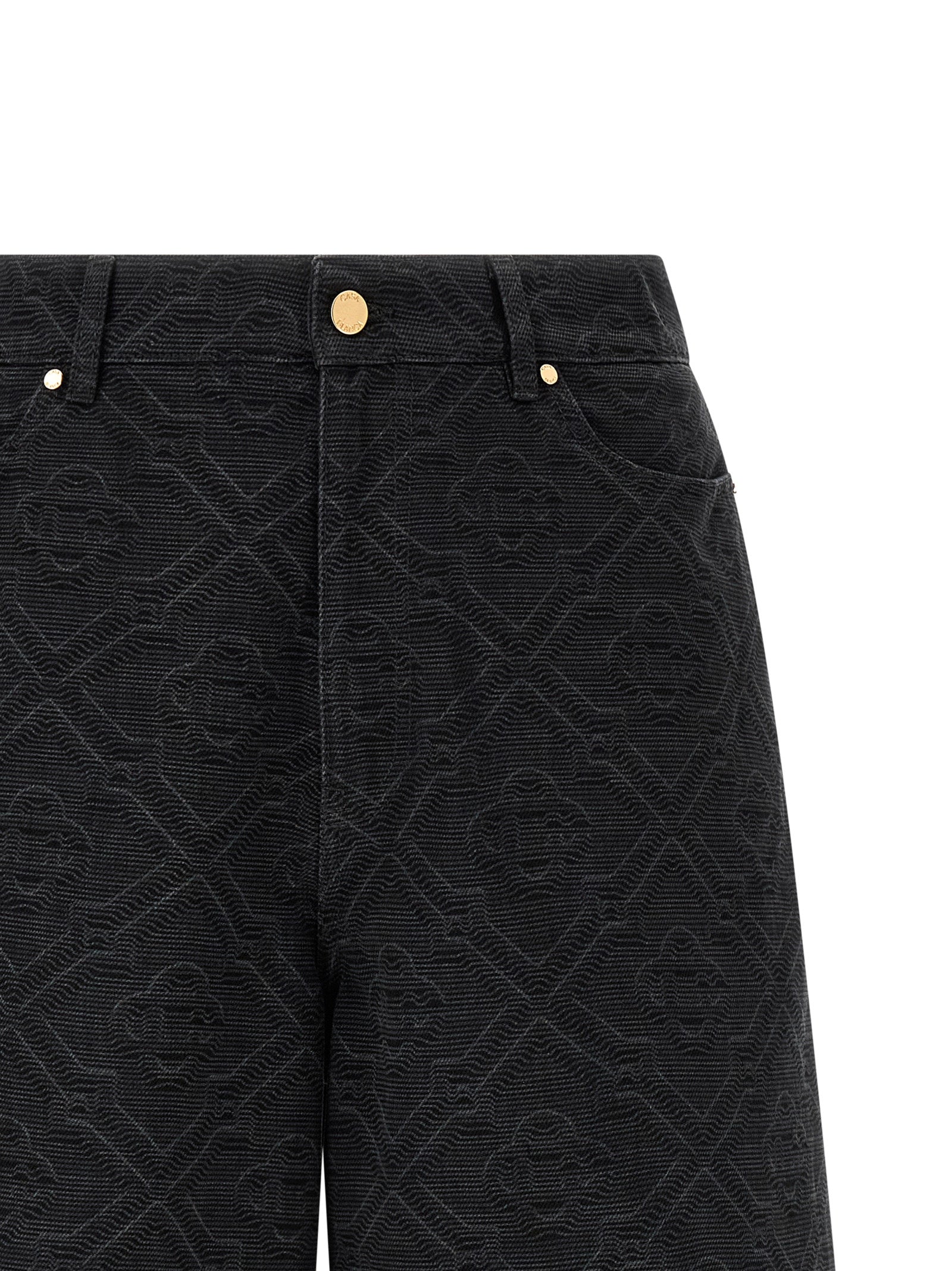 Denim Shorts by Casablanca for men in cotton denim black & monogram features an unrivaled comfort relaxed-fit & wide and short with an unrivaled comfort .