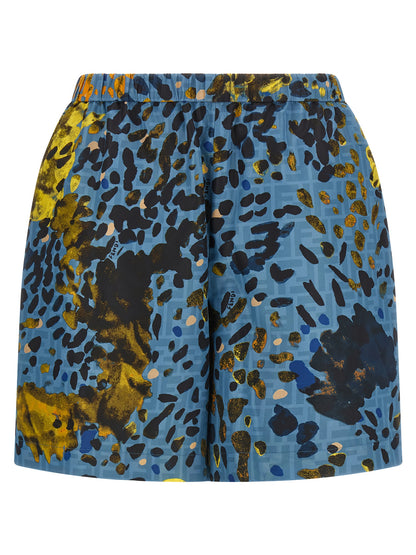 Fendi Women's Nylon & Polyester Bermuda Shorts - Blue Print