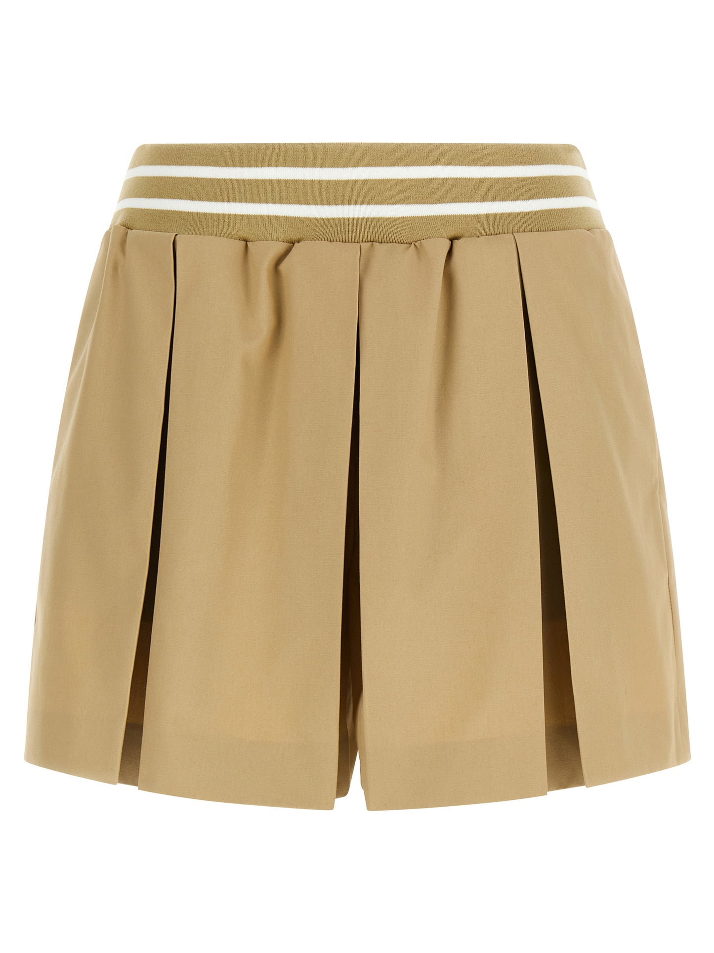 Cargo Shorts by Moschino for women in cotton beige features an utilitarian design, highlighting a utilitarian wide and short cut with a comfortable for a sophisticated, premium look.