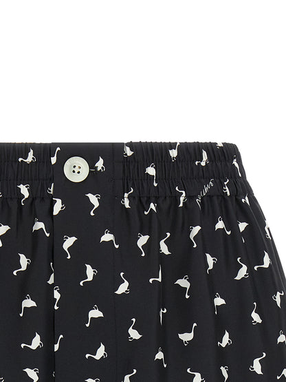 Cargo Shorts by Moschino for women in silk twill bicolour, black, white & print, featuring a summer chic design with a summer chic short and .