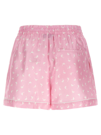 Moschino Women's Silk Twill Cargo Shorts - Multicolor Pink Print
