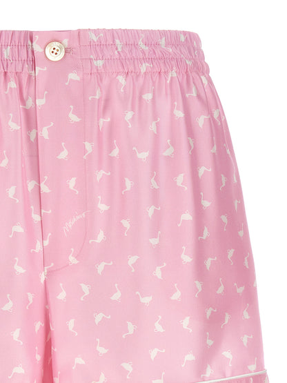 Moschino Women's Silk Twill Cargo Shorts - Multicolor Pink Print