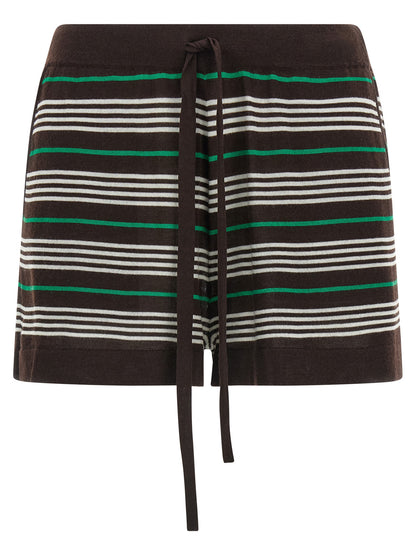 P.A.R.O.S.H. Women's Cashmere Silk Bermuda Shorts - Brown Patterned Striped