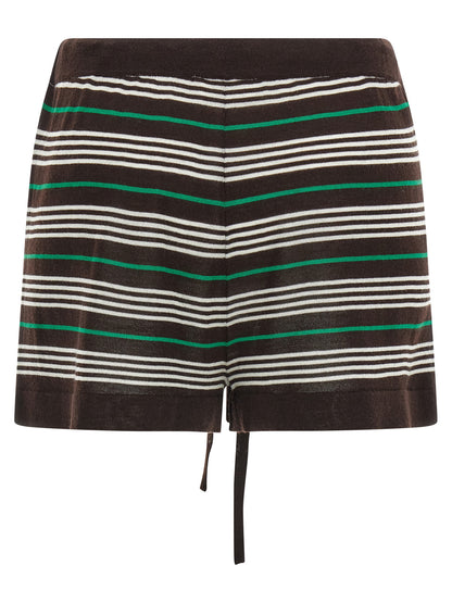 P.A.R.O.S.H. Women's Cashmere Silk Bermuda Shorts - Brown Patterned Striped