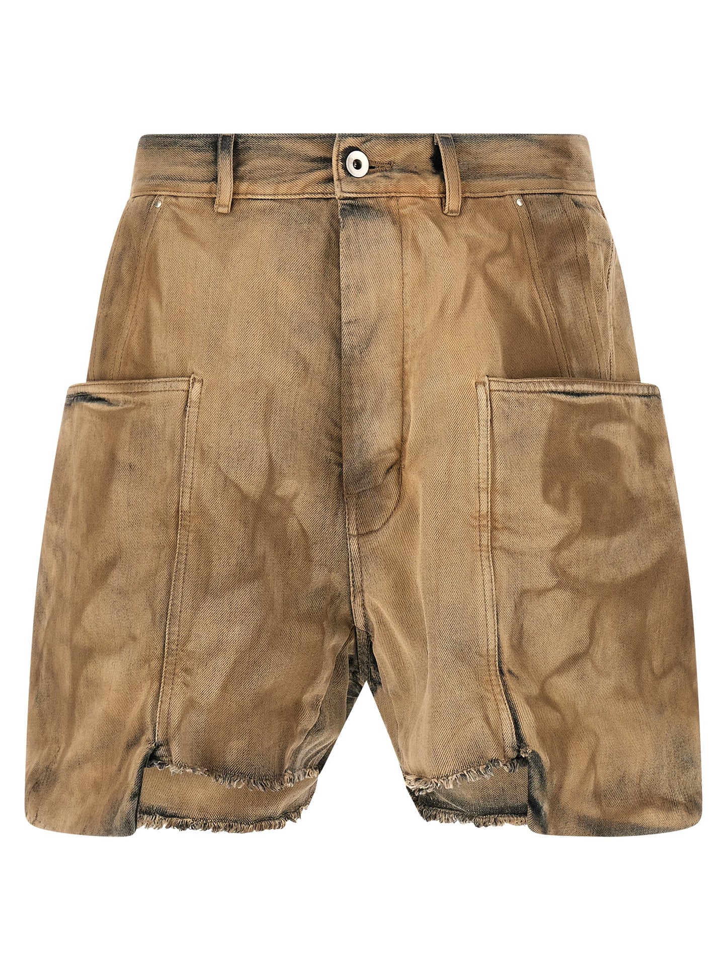 DRKSHDW Men's Wide Denim Cotton Shorts - Beige