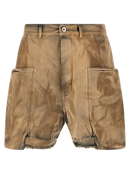 DRKSHDW Men's Wide Denim Cotton Shorts - Beige