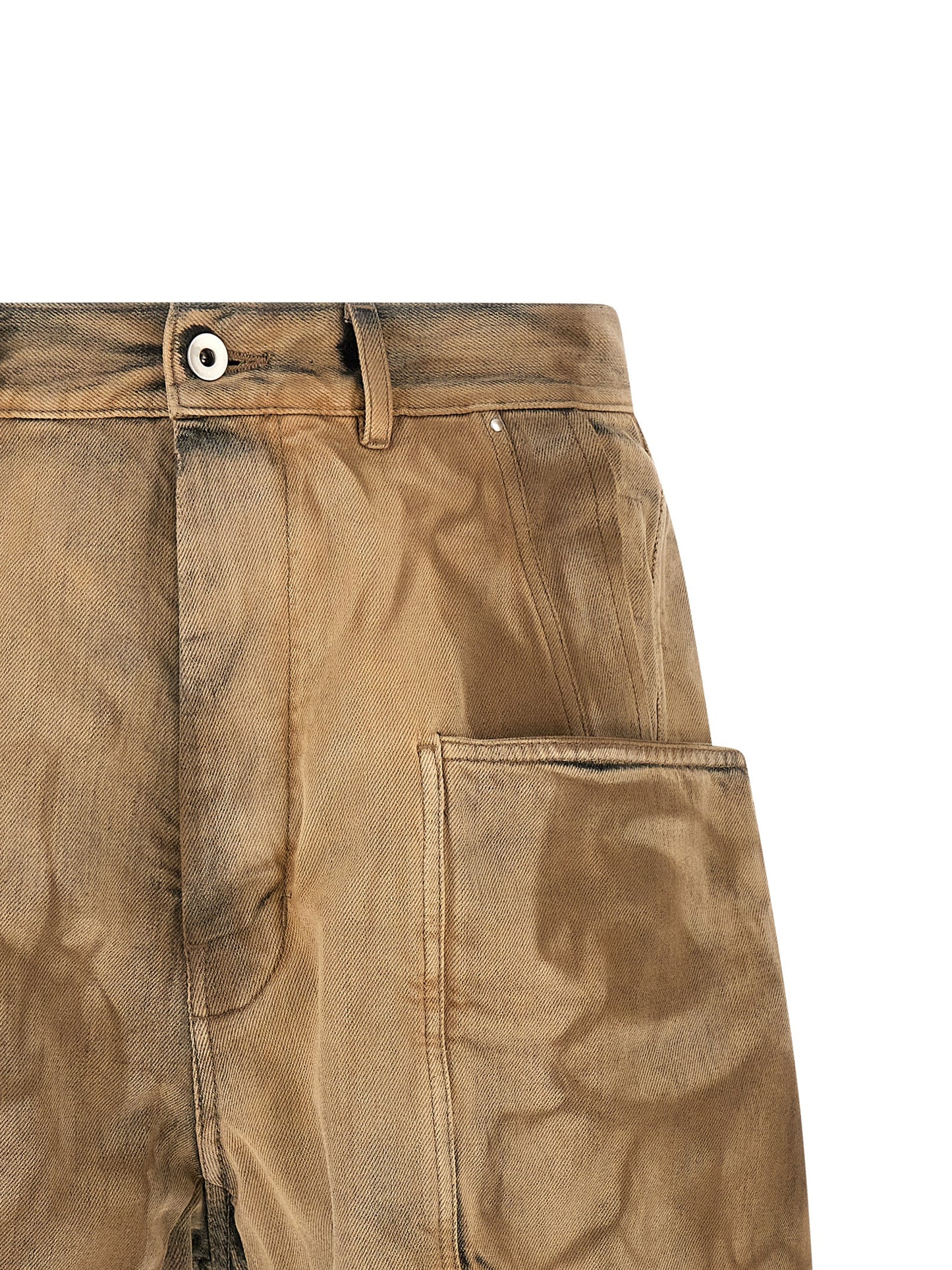 DRKSHDW Men's Wide Denim Cotton Shorts - Beige