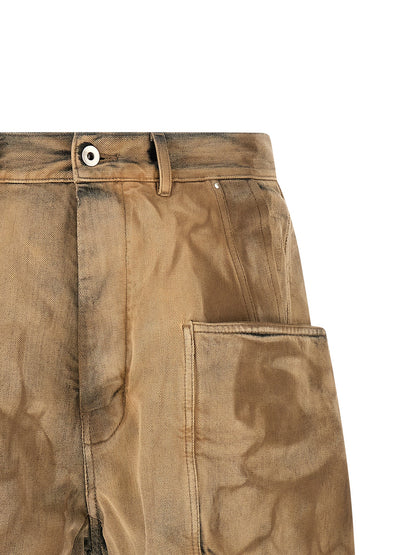 DRKSHDW Men's Wide Denim Cotton Shorts - Beige