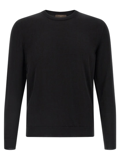 Cardigan by ZANONE for men in cotton black presents a textural silhouette, artfully finished with a textural and for a sophisticated, textural look.