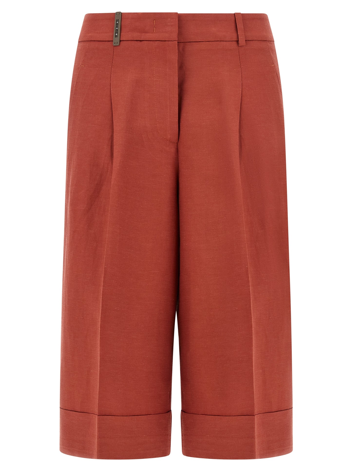 Bermuda Shorts by Peserico for women in linen & viscose multicolor & red presents a sleek silhouette, featuring a sleek wide with a refined short and a sophisticated .