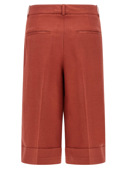 Bermuda Shorts by Peserico for women in linen & viscose multicolor & red presents a contemporary silhouette, showcasing a contemporary wide with a refined short and elegant .