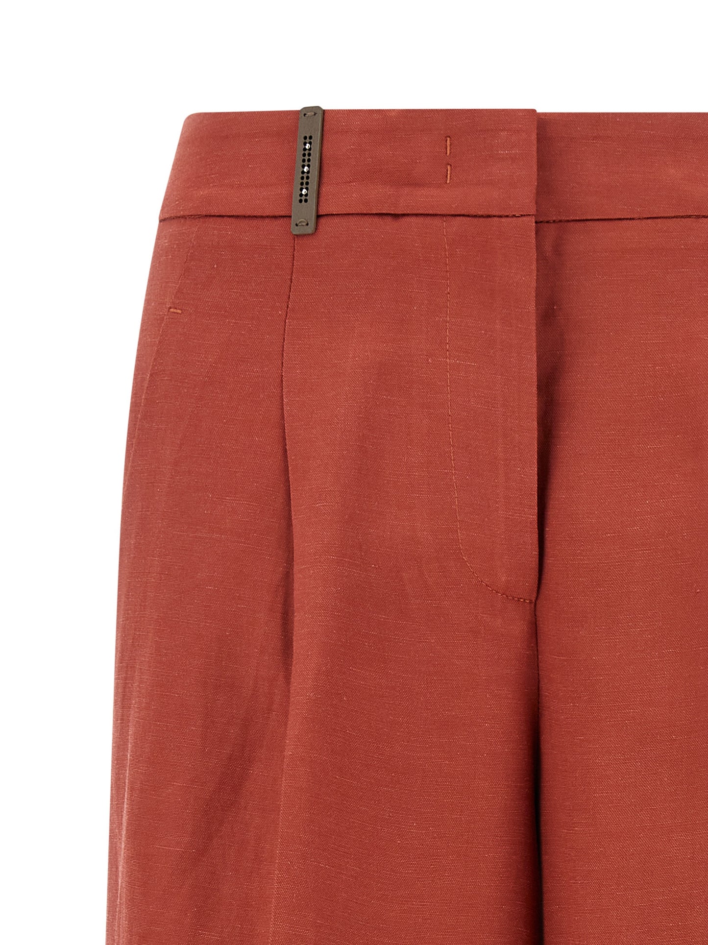 Bermuda Shorts by Peserico for women in linen & viscose multicolor & red features a sartorial silhouette, showcasing a sartorial wide and short with a sophisticated for a sartorial look.