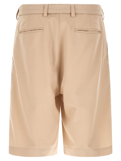 Bermuda Shorts by CELLAR DOOR for men in stretch polyester & viscose beige features an tailored silhouette, showcasing a tailored with a short and for a sophisticated look.