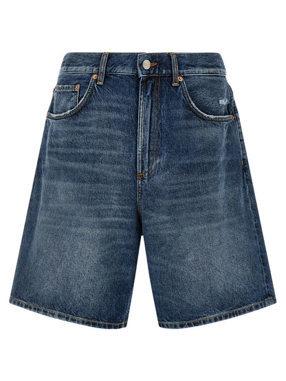 Department 5 Men's Wide Denim Cotton Shorts - Blue