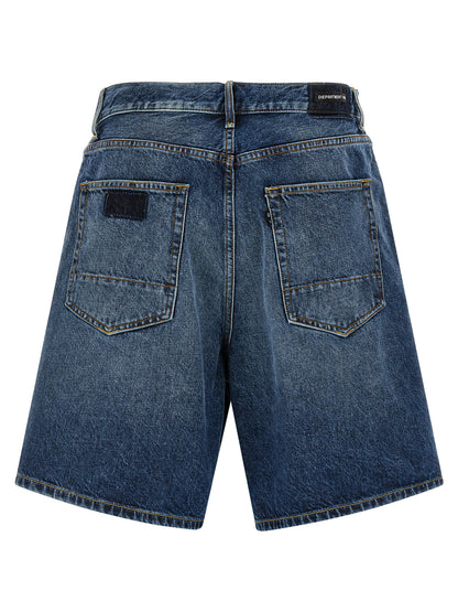 Department 5 Men's Wide Denim Cotton Shorts - Blue