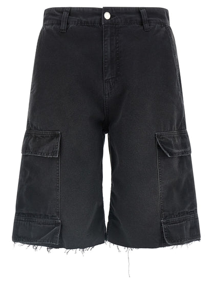 Denim Shorts by 44 Label Group for men in denim cotton black, signature & print presents a contemporary silhouette, featuring a contemporary wide and short with a contemporary for a sophisticated summer look.