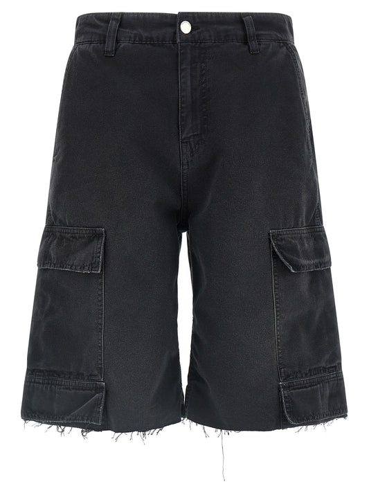 Denim Shorts by 44 Label Group for men in denim cotton black, signature & print presents a contemporary silhouette, featuring a contemporary wide and short with a contemporary for a sophisticated summer look.