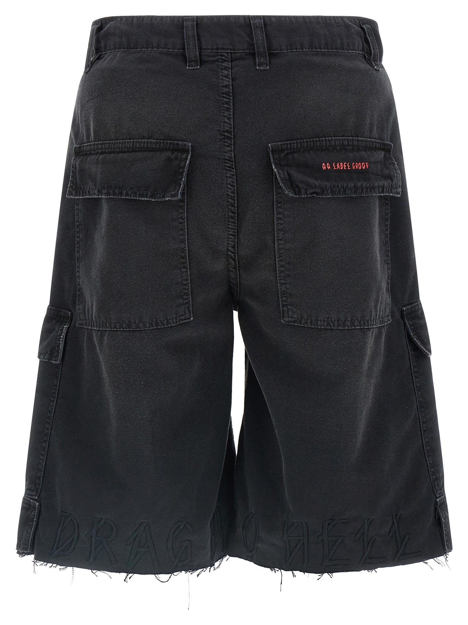 Denim Shorts by 44 Label Group for men in denim cotton black, signature & print features an effortlessly on trend silhouette, showcasing a effortlessly on trend wide and short cut with a comfortable for a refined look.