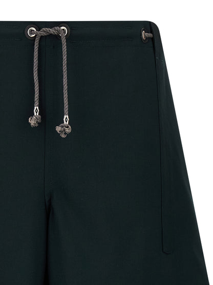 Bermuda Shorts by Kiko Kostadinov for men in virgin wool bicolour & green features an tailored silhouette, showcasing a tailored with a short and for a sophisticated look.