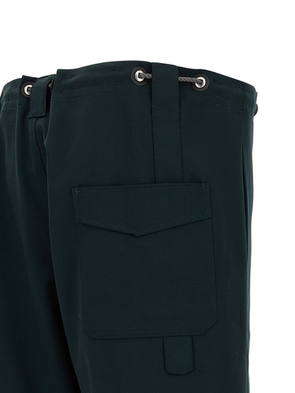 Bermuda Shorts by Kiko Kostadinov for men in virgin wool bicolour & green showcases a on trend silhouette, featuring a tailored with a classic short and sophisticated for a on trend finish.