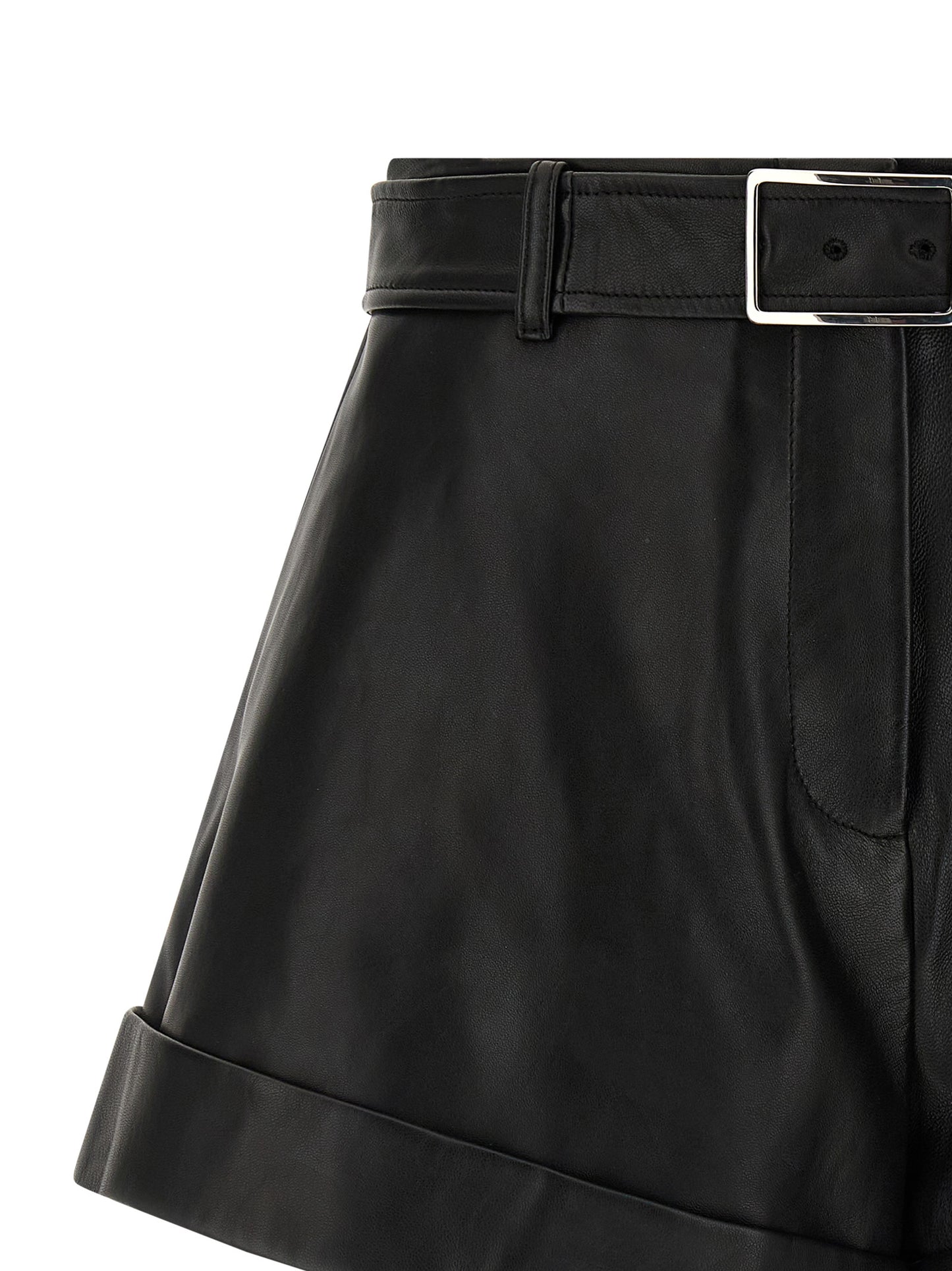 Sportmax Women's Lamb Leather Bermuda Shorts - Black