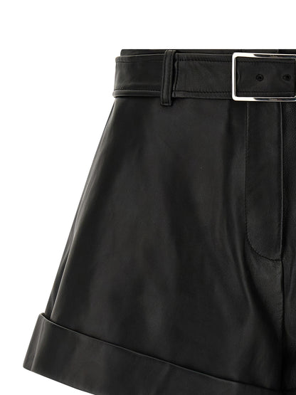 Sportmax Women's Lamb Leather Bermuda Shorts - Black