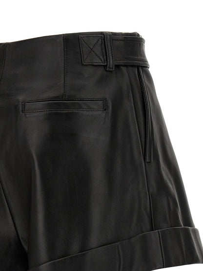 Sportmax Women's Lamb Leather Bermuda Shorts - Black