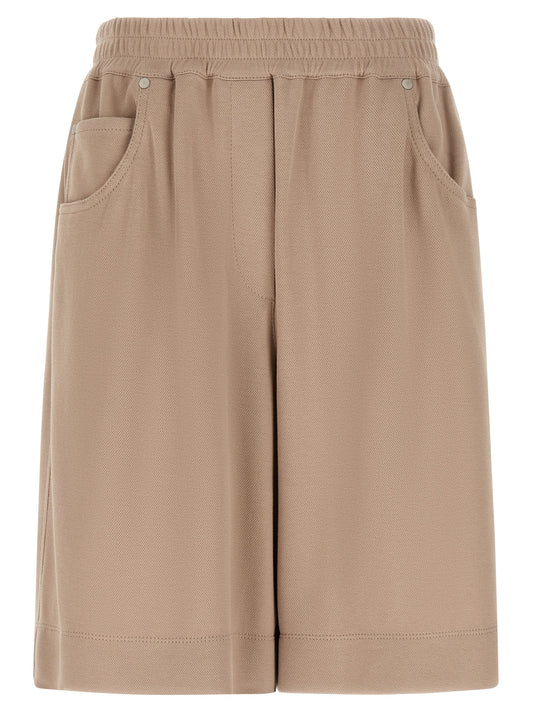 Brunello Cucinelli Women's Polyamide Cotton Satin Bermuda Shorts - Brown
