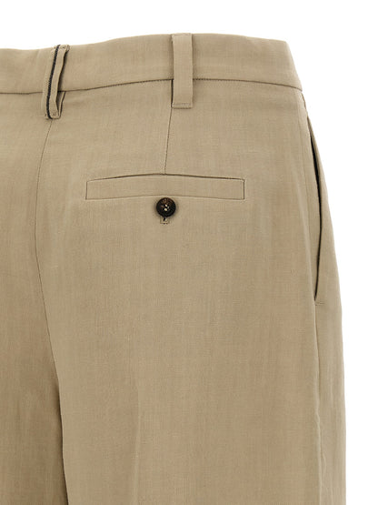 Brunello Cucinelli Monile Women's Wide Viscose Linen Twill Bermuda Shorts - Beige Signature