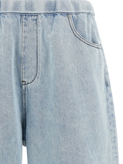 Denim Shorts by Entire Studios for men in denim cotton light-blue presents a utilitarian silhouette, showcasing a utilitarian relaxed-fit & wide with a short and .