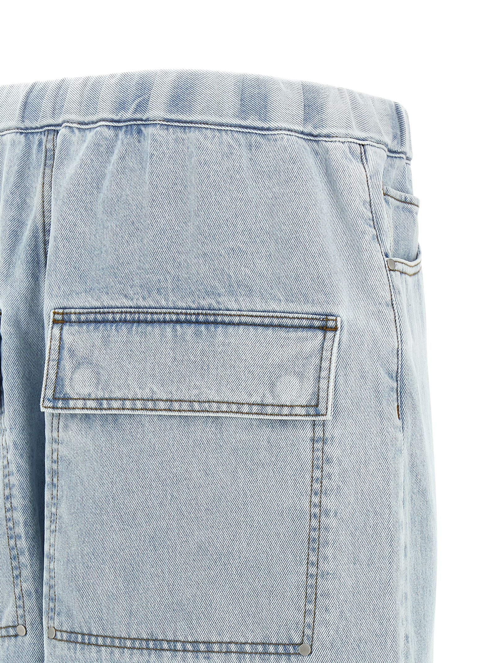 Denim Shorts by Entire Studios for men in denim cotton light-blue features an stylish relaxed-fit & wide with a short and , showcasing an stylish silhouette for a premium, high-fashion look.