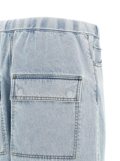 Denim Shorts by Entire Studios for men in denim cotton light-blue features an stylish relaxed-fit & wide with a short and , showcasing an stylish silhouette for a premium, high-fashion look.