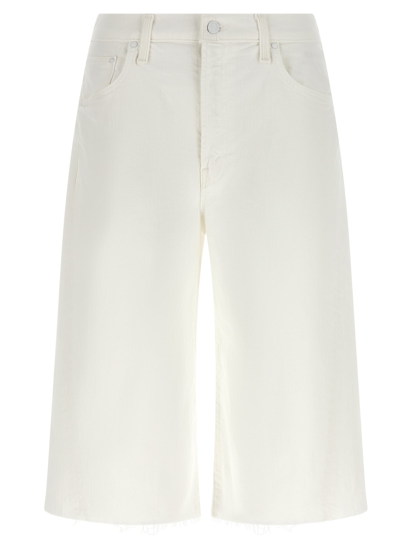 Denim Shorts by Mother Denim for women in stretch denim cotton white features an unrivaled comfort wide and short with an unrivaled comfort high rise.