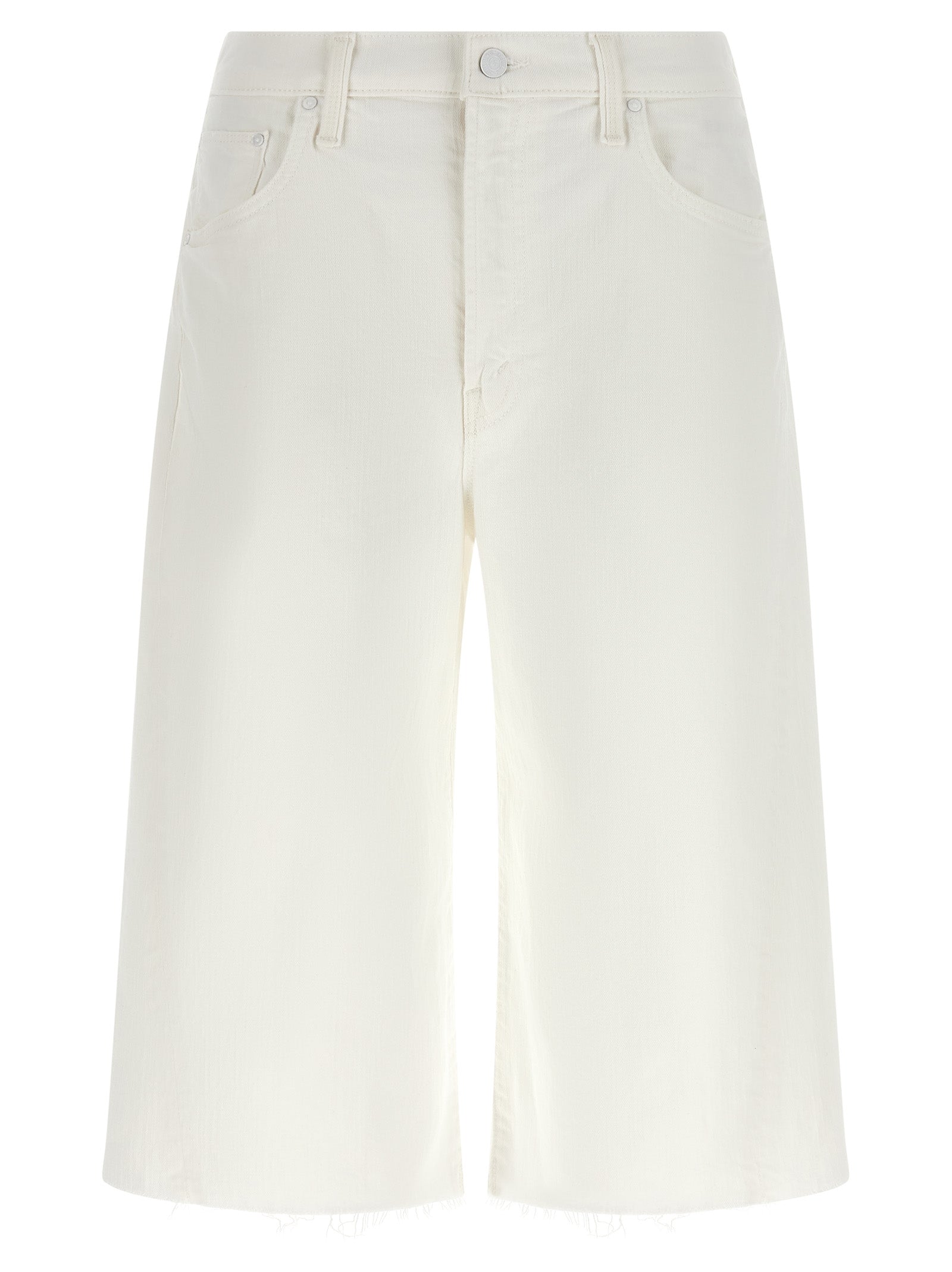 Denim Shorts by Mother Denim for women in stretch denim cotton white features an unrivaled comfort wide and short with an unrivaled comfort high rise.