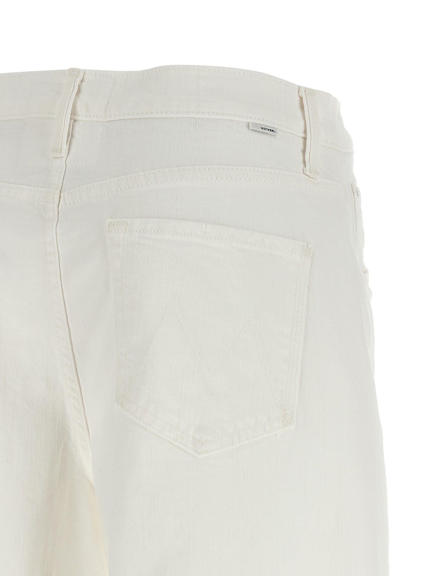 Denim Shorts by Mother Denim for women in stretch denim cotton white presents a utilitarian silhouette, showcasing a utilitarian wide with a short and high rise.