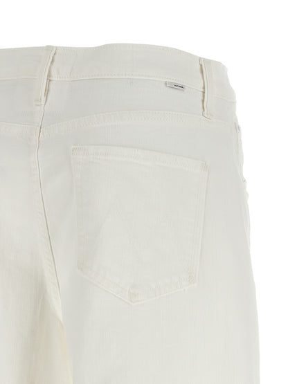 Denim Shorts by Mother Denim for women in stretch denim cotton white presents a utilitarian silhouette, showcasing a utilitarian wide with a short and high rise.