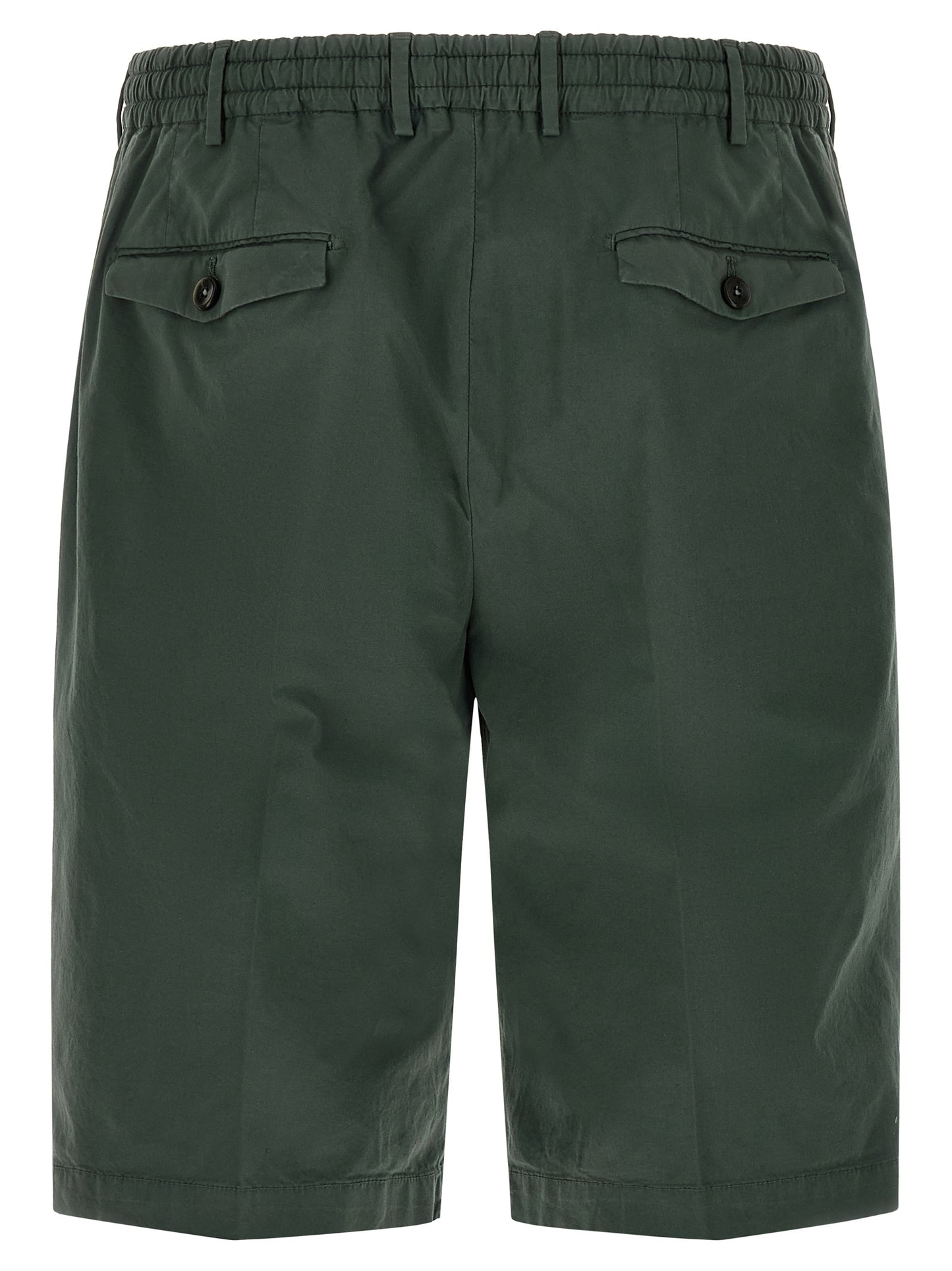 Bermuda Shorts by PT Torino for men in stretch cotton bicolour & green features a sartorial silhouette, showcasing a sartorial straight-leg & regular-fit and short with a sophisticated for a sartorial look.