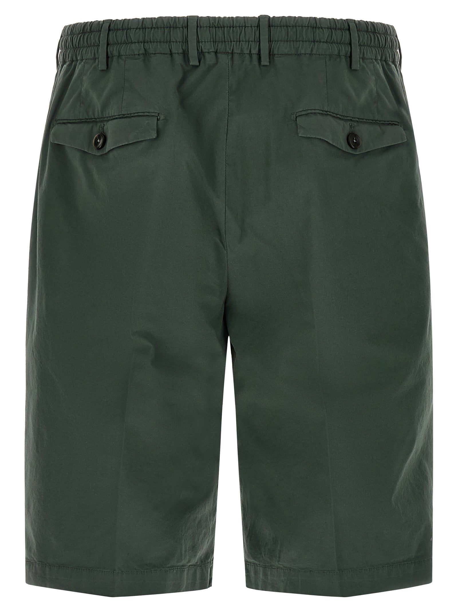 Bermuda Shorts by PT Torino for men in stretch cotton bicolour & green features a sartorial silhouette, showcasing a sartorial straight-leg & regular-fit and short with a sophisticated for a sartorial look.