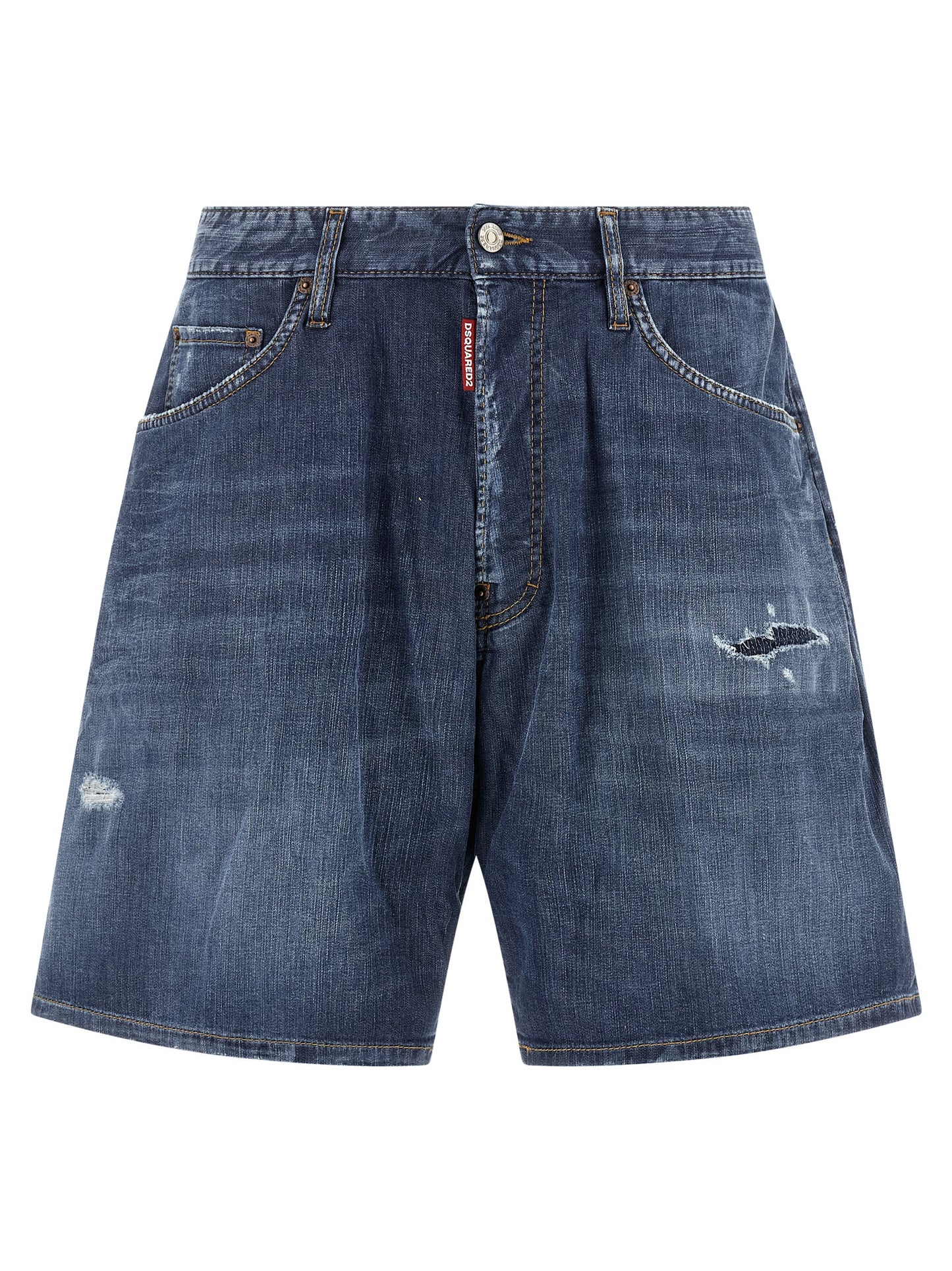 Denim Shorts by Dsquared² for men in stretch denim cotton blue features an stylish relaxed-fit with a short and , showcasing an stylish silhouette for a premium, high-fashion look.